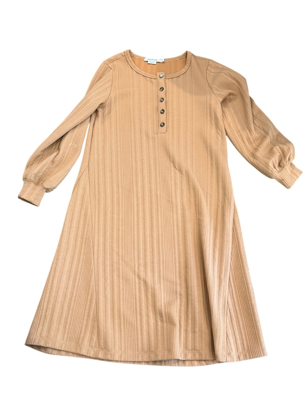 Frances Hart / Maternity Ribbed Knit tan long sleeve midi Dress S